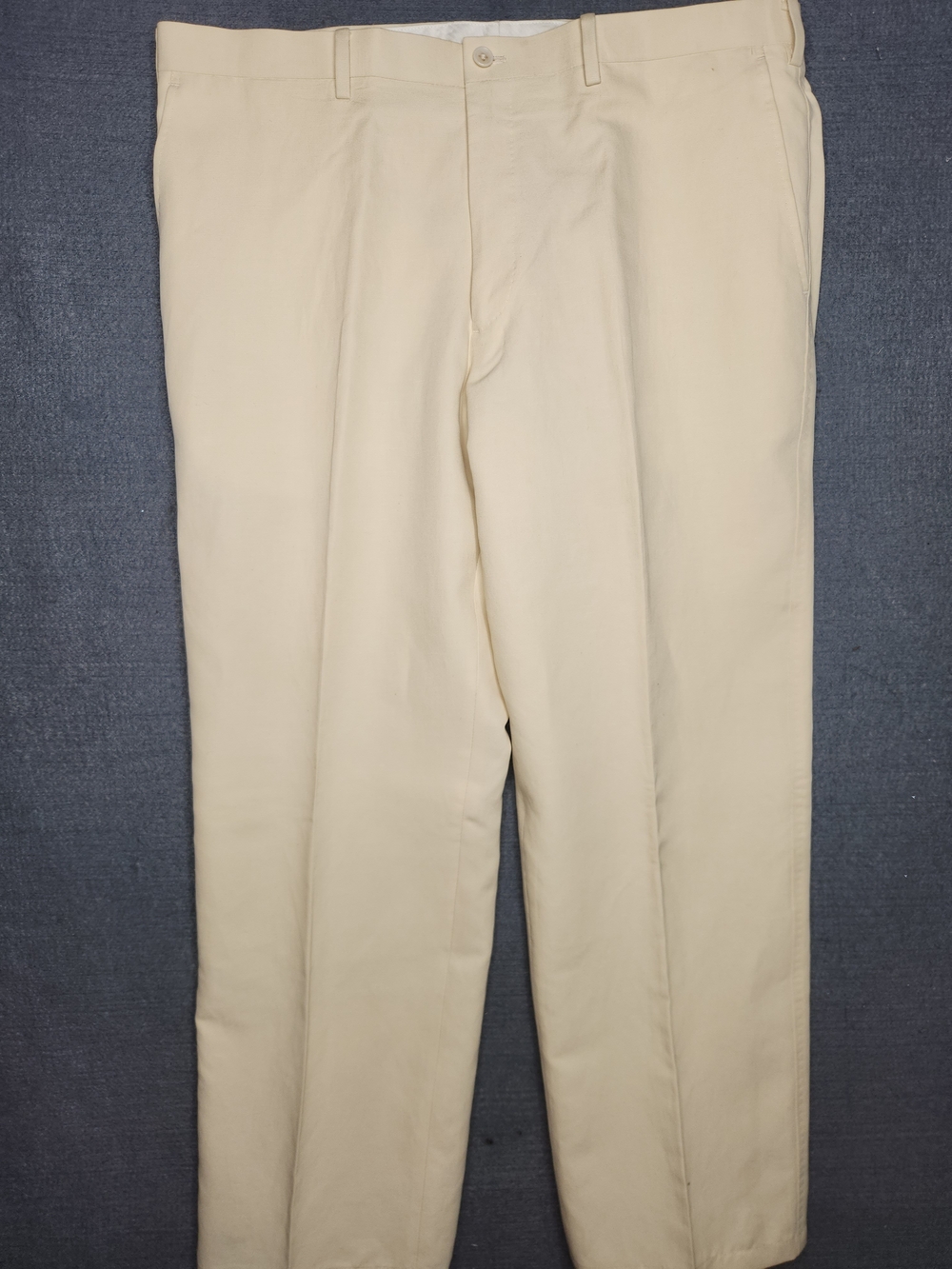 Men's Cream Chino Pants - Tailored Flat Front #282